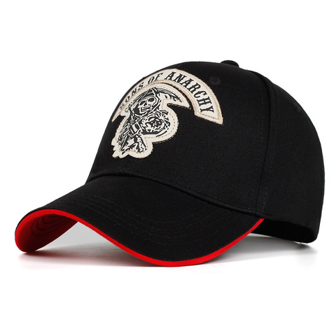 Brand New Unisex Baseball Cap SOA Sons of Anarchy Skull Embroidery Snapback Men Women Sports Racing Motorcycle Caps CP0385 ► Photo 1/6