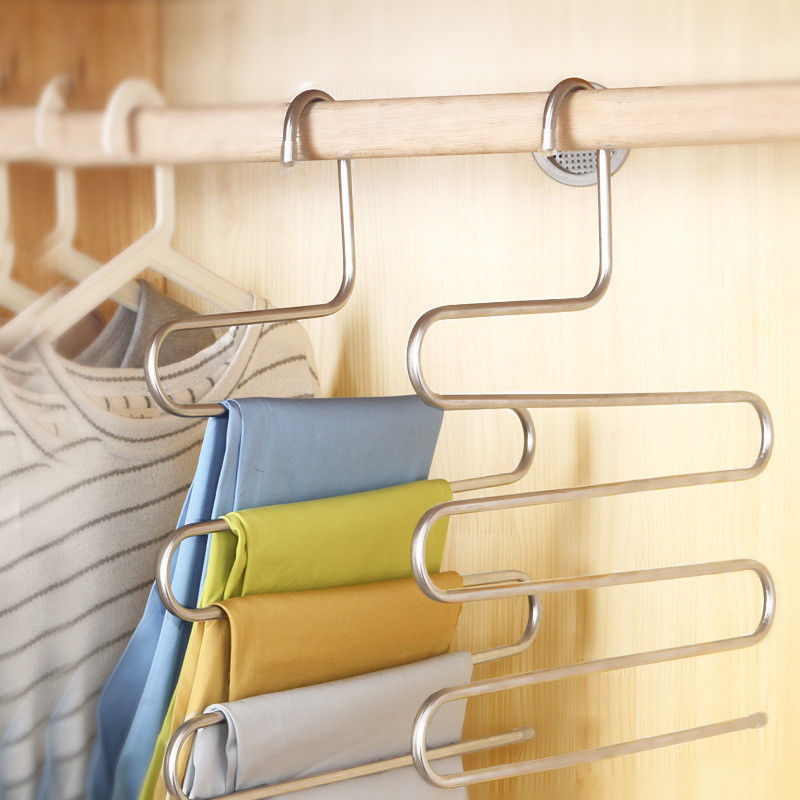 Buy Online Pants Hanger Trousers Organizer Hanging Clothes Rack Hanger Layers Clothing Storage Space Saver Closet Organization Home Decor Alitools