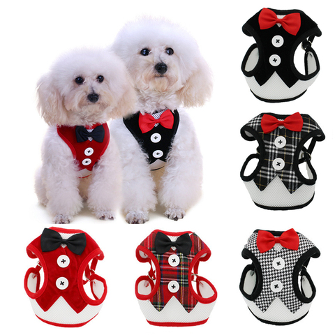 Puppy Cat Harness and Leash Set Breathable Pet Harness Vest For Small Dogs Rabbits Mesh Dress Bow Chest Belt Collar Chihuahua ► Photo 1/6