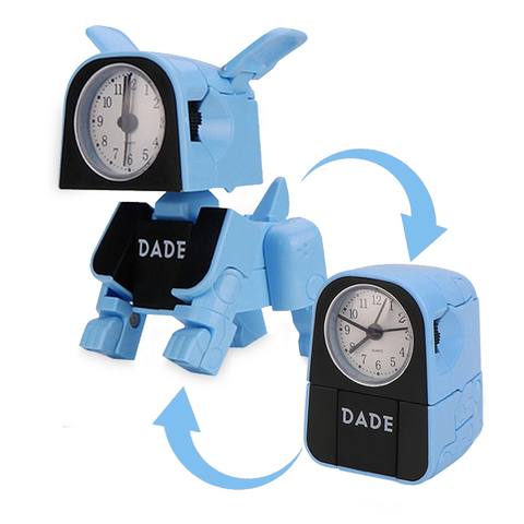 Cute Boy Kids Alarm Clock Cartoon Robot Dog Desk Clock Funny Reversible Toy Bedroom Wake Up Clock Travel Desktop Needle Clocks ► Photo 1/6