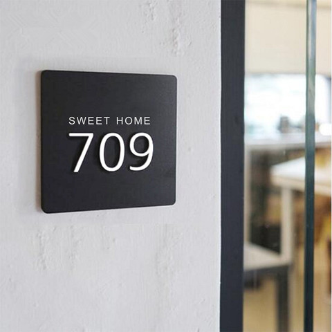 Door Plates Floor Room House Number Sign Acrylic Wall Sticker Post Numbers Address Plaque Modern Digital Alphabet Home Custom ► Photo 1/6