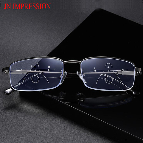 Titanium alloy Progressive Multifocal Reading Glasses Bifocal Men Anti Blue Light Presbyopia Glasses Women  1.0-4.0 ► Photo 1/6