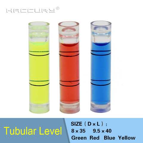 HACCURY Spirit level bubble plastic bubble level Tubular vials Red Bule Green Color 8*35mm  9.5*40mm 1pcs ► Photo 1/6