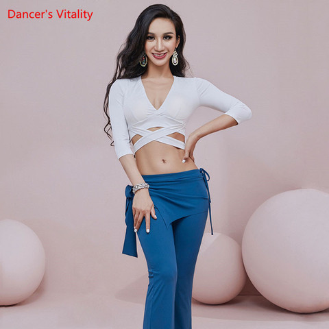 Oriental Dance Top/Pants V-Neck Shirt 7-Point Sleeve Trousers Practice Clothes Set Female Belly Dancewear Performance Clothing ► Photo 1/5