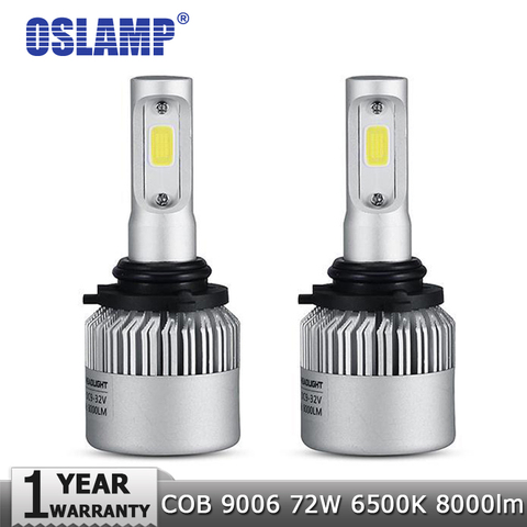 Oslamp 9006 HB4 COB LED Headlight Car Bulbs 72W 8000LM 6500K/4300K Auto Led Headlamp Car Light for BMW HYUNDAI HONDA TOYOTA FORD ► Photo 1/6