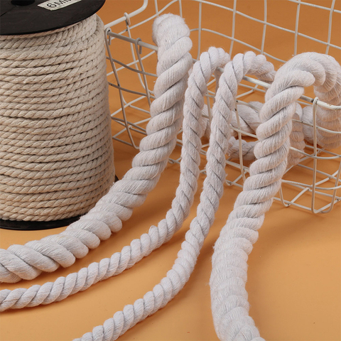 2meter Beige 100% Cotton Three twisted Rope String Cord Twine Sash Craft 5mm-20mm Cotton Thick Cords For Handmade Decorative ► Photo 1/6