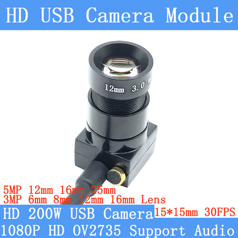 16mm 25mm Lens 1080P Full HD USB Camera Module MJPEG 30FPS High Speed 2MP CCTV  UVC Surveillance Webcam Audio Support Android ► Photo 1/6