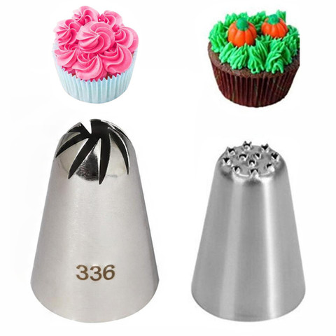 2PCS/set Drop Rose Flower Large Size Icing Piping Nozzle Grass Pastry Tips Metal Cream Cake Decorating Tools Stainless Steel ► Photo 1/6