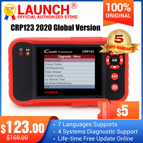 2022 Top selling Launch CRP123 Update Online LAUNCH X431 Creader CRP123 ABS, SRS, Transmission and Engine Code Scanner DHL free ► Photo 1/6