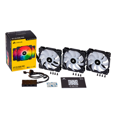 CORSAIR SP120 RGB LED High Performance 120mm Fan, 120mm RGB LED Fan, Triple Pack with Lighting Node Core ► Photo 1/3