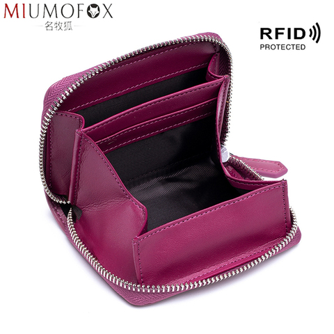 Fashion Genuine Leather Coin Purse Female Woman Cowhide Small Mini Wallet Rfid Short Wallets Change Storage Pocket Bag for Men ► Photo 1/6