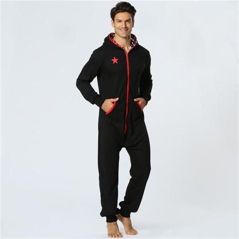 Kigurumi Winter And Autumn Hooded Homewear Solid Men Jumpsuit Pajama Comfortable Casual Keep Warm And Soft Onesies Pyjama ► Photo 1/5