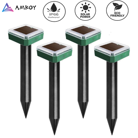 AMKOY 1/2/4/8 Pcs Mole Repellent Mole Chaser Spikes Solar Mole Repeller Groundhog Deterrent Gopher Chaser Vole Away ► Photo 1/6