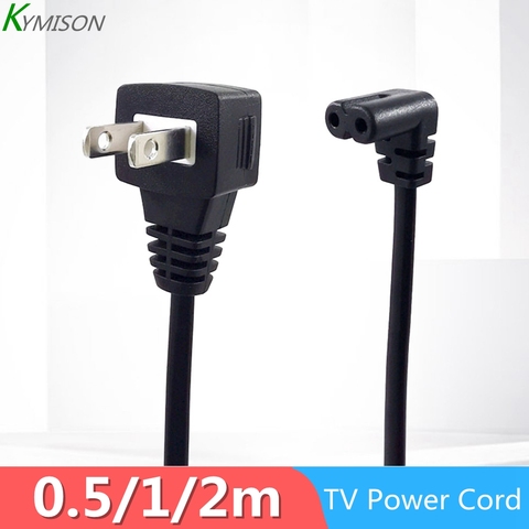 IEC 320 C7 To US 2Pin Plug Power Cord For Samsung TCL TV, C7 Right Angled 90 degree Socket To 2Pin Extension Cable, 0.5m/1m/2m ► Photo 1/6