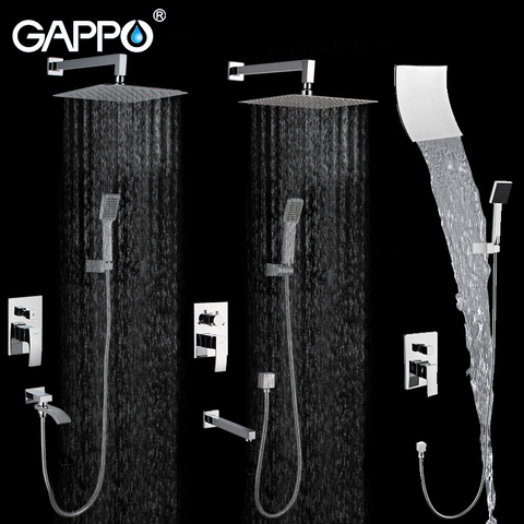 GAPPO Wall bathroom shower system  set bronze rainfall shower faucet chrome bathtub faucet tap waterfall head Bath Shower GA7102 ► Photo 1/6