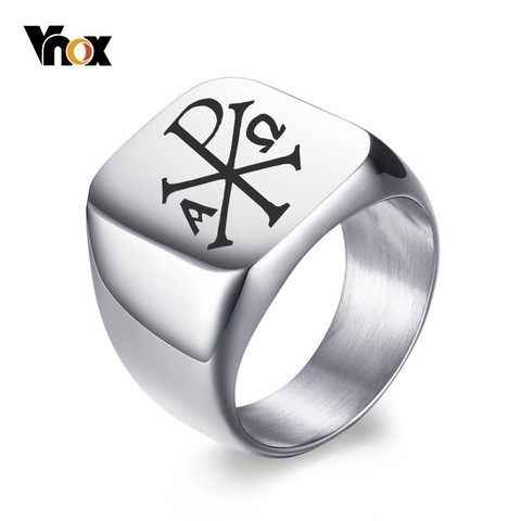 Vnox Free Personalized Stamp Ring For Men 18mm Stainless Steel Signet Band Fraternal Rings Gentleman Anel Custom Gift for Him ► Photo 1/6