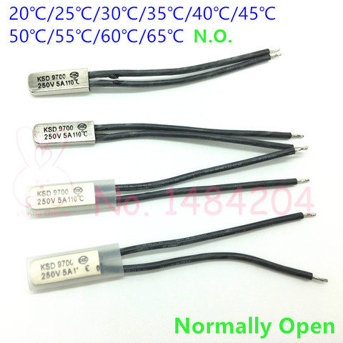 Thermal Protector KSD9700 20 25 30 35 40 45 50 ~ 65 Degree Celsius Temperature Switch 250V5A Normally Open Thermostat N.O. 5 PCS ► Photo 1/5