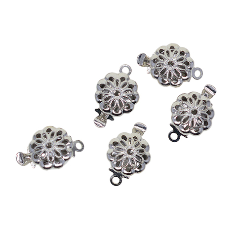 5x Round Flower Pinch Push Clasps Jewelry Switch Beads DIY Bracelet Findings ► Photo 1/6