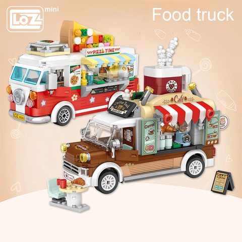 LOZ small particles puzzle assembling building blocks Pizza cart coffee cart Stall cart playground series DIY Architecture Model ► Photo 1/5