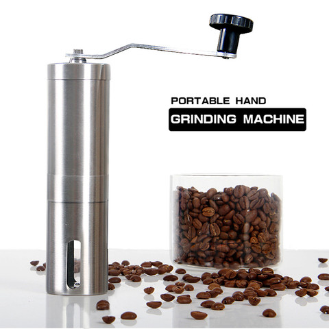 Silver Coffee Grinder Mini Stainless Steel Hand Manual Handmade Coffee Bean Burr Grinders Mill Kitchen Tool Crocus Grinders ► Photo 1/6