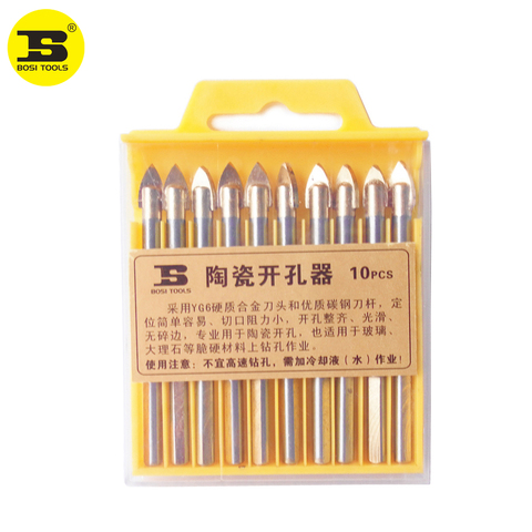 BOSI 10pcs 6mm Porcelain Spear Head Ceramic Tile Glass Marble Drill Bits Set ► Photo 1/6