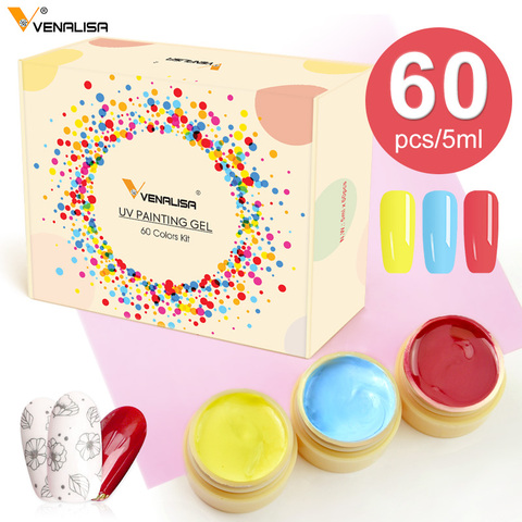 Venalisa 60 colors gel paint set pure color uv led gels nails kit 5ml*60 colors ► Photo 1/6