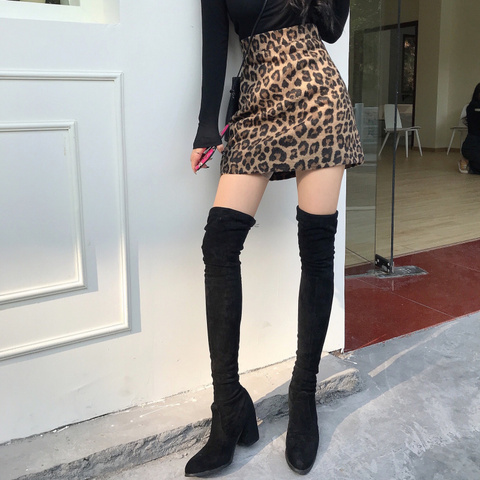 WERUERUYU Women's Leopard Printed Skirt High Waist Sexy Pencil Bodycon Hip Mini Fits All Seasons Casual Snake Skirt ► Photo 1/6