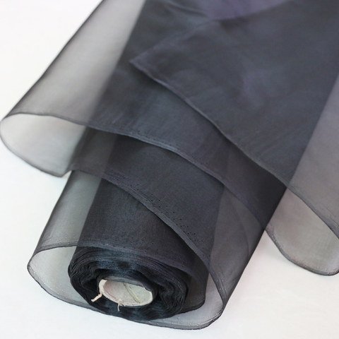 Wholesale Black 100% Mulberry Silk Organza Fabric Gauze Tecido Meter ► Photo 1/6