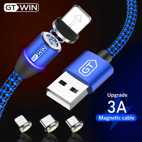 GTWIN 1M/2M Magnetic USB Cable 3A Fast Charging Micro USB Type C Magnet Charger For iPhone 11 XR Samsung S10 Huawei USB C Cables ► Photo 1/6