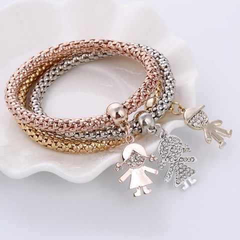 3Pcs Bracelet Crystal Owl Music Note Boy Girl Heart Charm Bracelets For Women Pulseria Feminina Jewelry Gift amazing price ► Photo 1/6