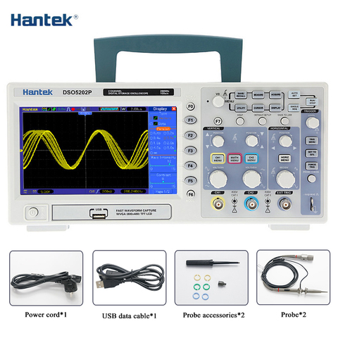 Hantek DSO5202P 200MHz 2 CH 1GSa/s 7'' TFT LCD Digital Storage Oscilloscope DE shipping ► Photo 1/5