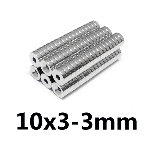 50/100/200pcs 10 x 3mm Hole: 3mm Ring Neodymium Countersunk Magnets 10x3-3mm Neodymium Magnets With Hole 10*3-3mm ► Photo 1/4