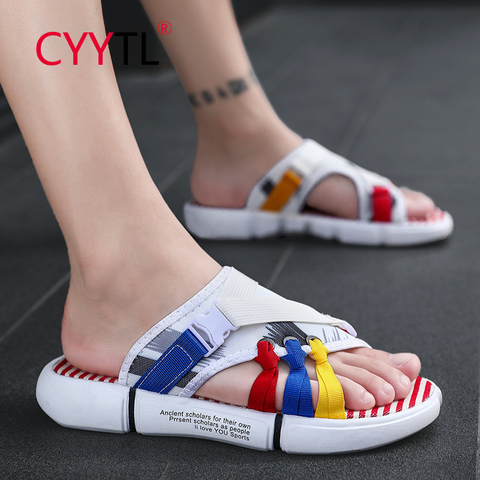 CYYTL Colorful Men 2022 Summer Fashion Slippers Outdoor Beach Shoes Soft Home Sandals Non-slip Claquette Hausschuhe ► Photo 1/6