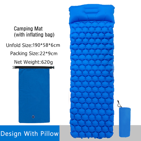 Zomake 190*56cm fast filling air bag camping Sleeping Pad With Pillow inflating camping mattress single person air mattres bed ► Photo 1/6