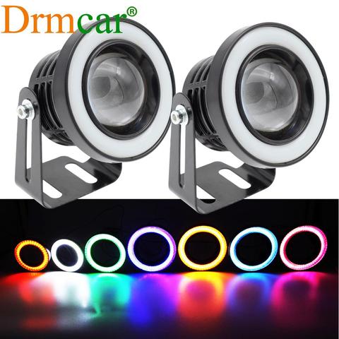 2X Auto Drl 5Inch COB Angel Eyes Fog Lights Lens Turn Signal Car Headlight Lamp Universal Day Time Running Light 89mm 76mm 64mm ► Photo 1/1