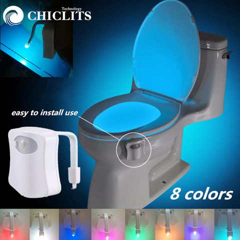 Smart PIR Motion Sensor Toilet Seat Night Light Backlight For Toilet Bowl LED Luminaria Lamp WC Toilet Light 8 Colors Waterproof ► Photo 1/6