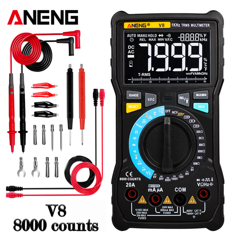 ANENG V8 Digital Multimeter True RMS Transistor Tester Analog Transistor Profesional 8000 Counts Digital Display Electrical ► Photo 1/6