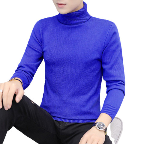 Men Turtleneck Sweaters Fashion Slim Fit Pullovers Mens Solid Knitted Turtleneck Sweaters Casual Warm Pullover Sweater Men ► Photo 1/6