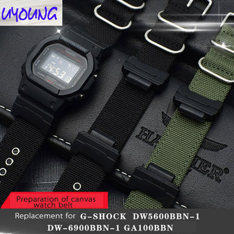 Classic black canvas watch FOR cso G-SHOCK DW-5600 DW6900 DW5035 Watch strap band 16mm ► Photo 1/5