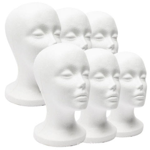 Female Styrofoam Mannequin Wig Glasses Hat Display Stand Popular Foam Head Model Storage Holders White 1PC ► Photo 1/6