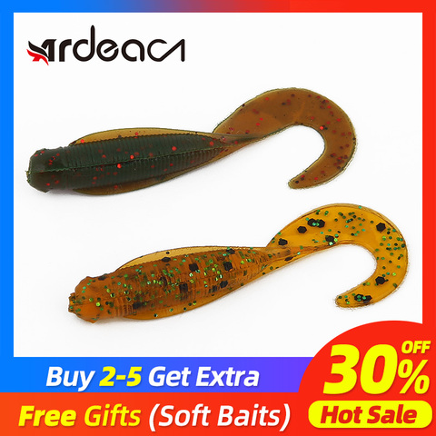 Ardea Soft Lures 10pcs 40mm 0.4g Silicone Bait Worm Swimbait Wobblers Artificial Curly jigging tail Baitfishing Fishing Tackle ► Photo 1/6