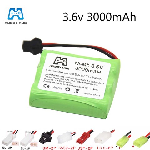 NI-MH 3.6V 3000mAh 2800mah 2400mah Rechargeable Battery  3.6 v nimh battery recargables AA size for rc car toy boat model ► Photo 1/4