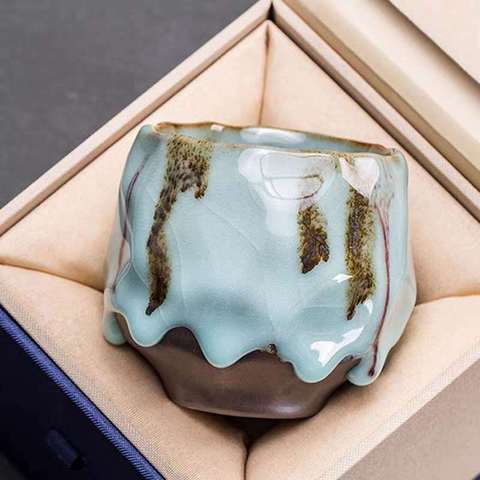 Kiln Baked Large Tianmu Jianzhan Firewood Ru Kiln Ceramic Kung Fu Tea Set Single Cup Coarse Pottery Master Cup Single Cup Gift ► Photo 1/5