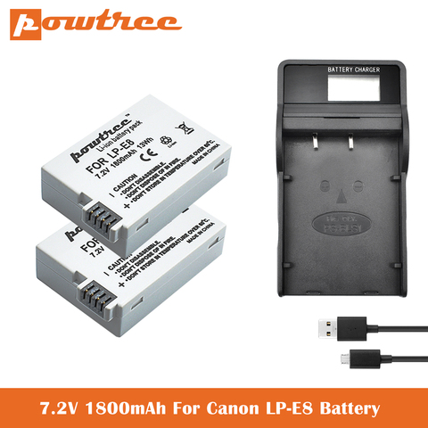 LP-E8 Battery+Charger For Canon Rebel T5i T4i T3i T2i EOS 600D, 550D, 650D, 700D, Kiss X5, X4, Kiss X6 Replacement of LC-E8E L50 ► Photo 1/6