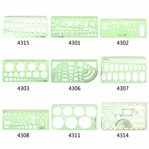 9 different  rulers  Green Plastic Circles Geometric Template Ruler Stencil Measuring Tool Students Drop Shipping ► Photo 1/6