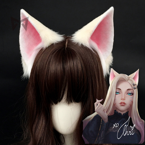 New Hand Made 2022 New Cat Fox LOL Ahri Cosplay DIY Ears Hairhoop Hairbands Headwear For Costume Accessories ► Photo 1/6