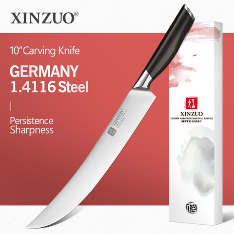XINZUO  2PC 10 inch German 1.4116 Stainless Steel Carving Knife and 155mm 430 Stainless Steel Carving Fork Set with Ebony Handle ► Photo 1/6