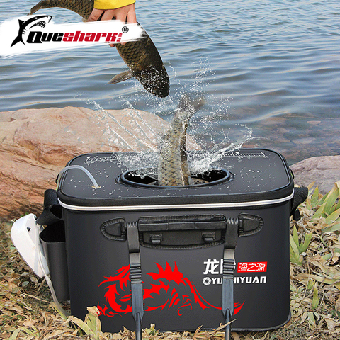 Handle Folding Fishing Bucket EVA Fishbox Outdoor Water Box Packing Live Fish Bucket Thickened Fishing Tank Fishing Gear Bag ► Photo 1/6