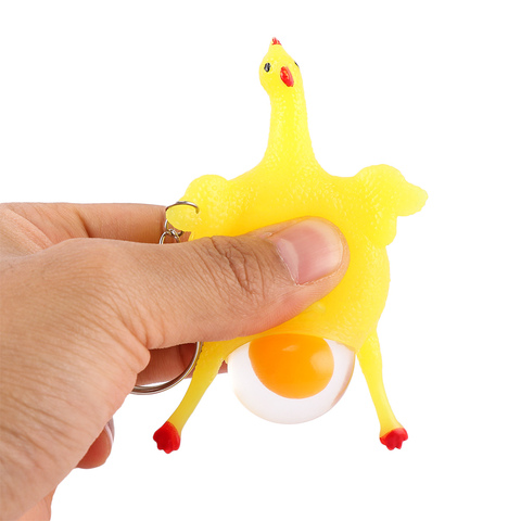 Novelty Anti Stress Squeeze TOY Mood Relief Chicken And Egg Laying Hens Key Chain Pendant Spoof Tricky Gift ► Photo 1/4