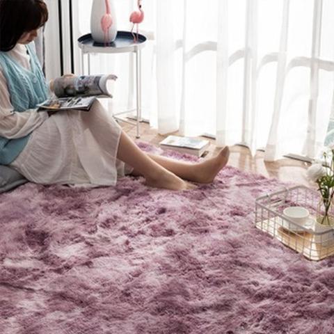 RULDGEE Tie-dye Carpet Shaggy Plush Floor Fluffy Printed Mats For KIDS Faux Fur Area Rug Living Room Mats Absorption Alfombra ► Photo 1/6